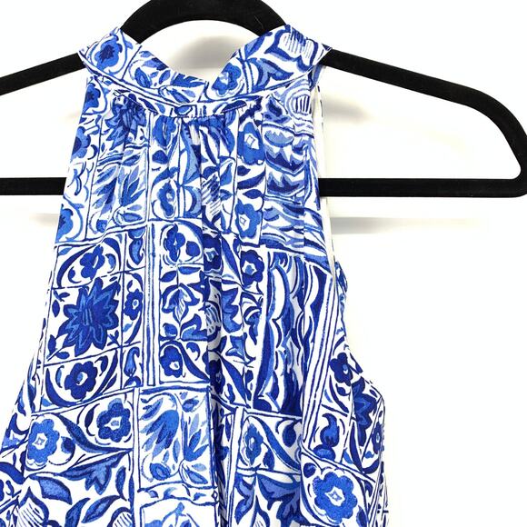 Ann Taylor Maxi Dress Womens Size Small Halter Neckline Blue White Floral Print - Picture 3 of 6